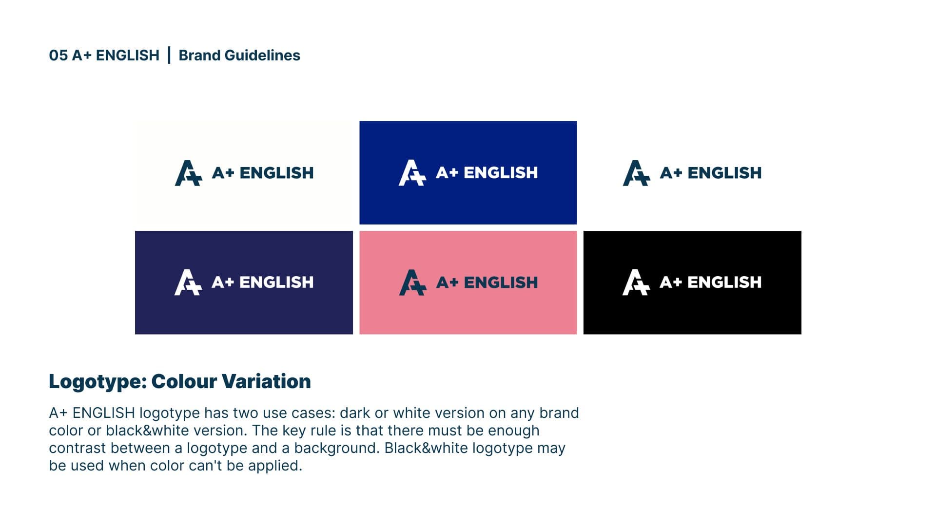 A+ English brand guidelines — page 6