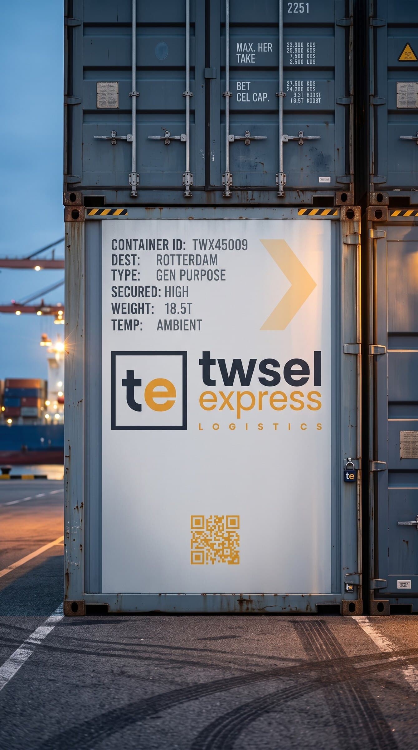 Twsel Express label on a shipping container