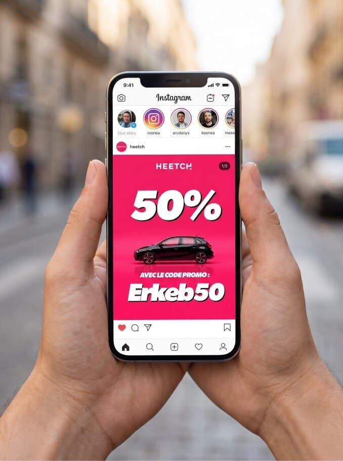 Erkeb50 promotion shown on an Instagram feed on a phone