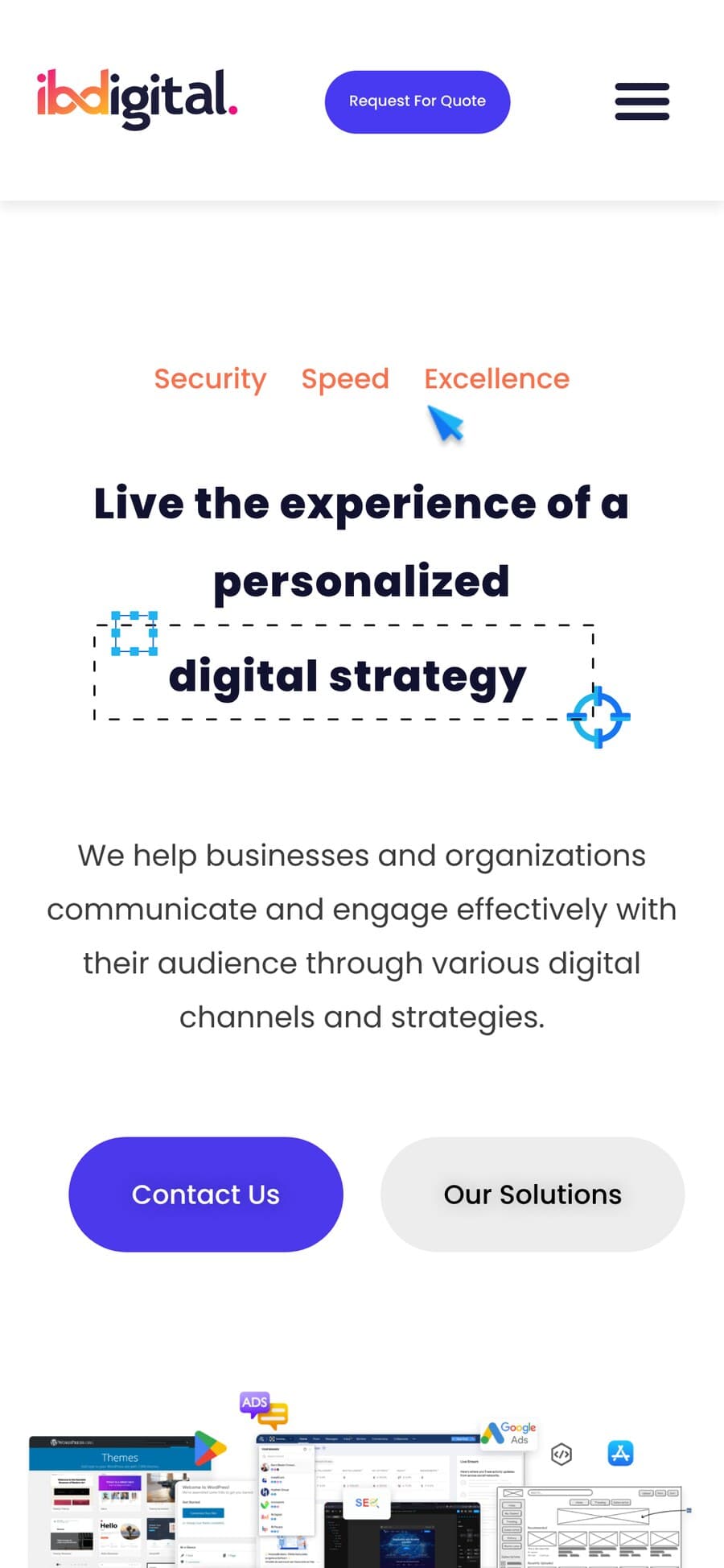 Website design shown on a phone